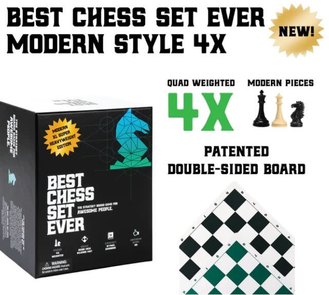 Best Chess Set Ever XL Modern Style (Black and Green Reversible)