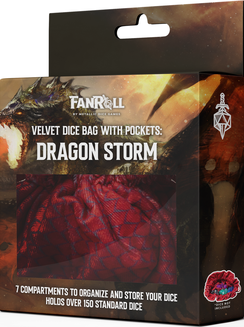 Velvet Dice Bag - Dragon Storm - Red