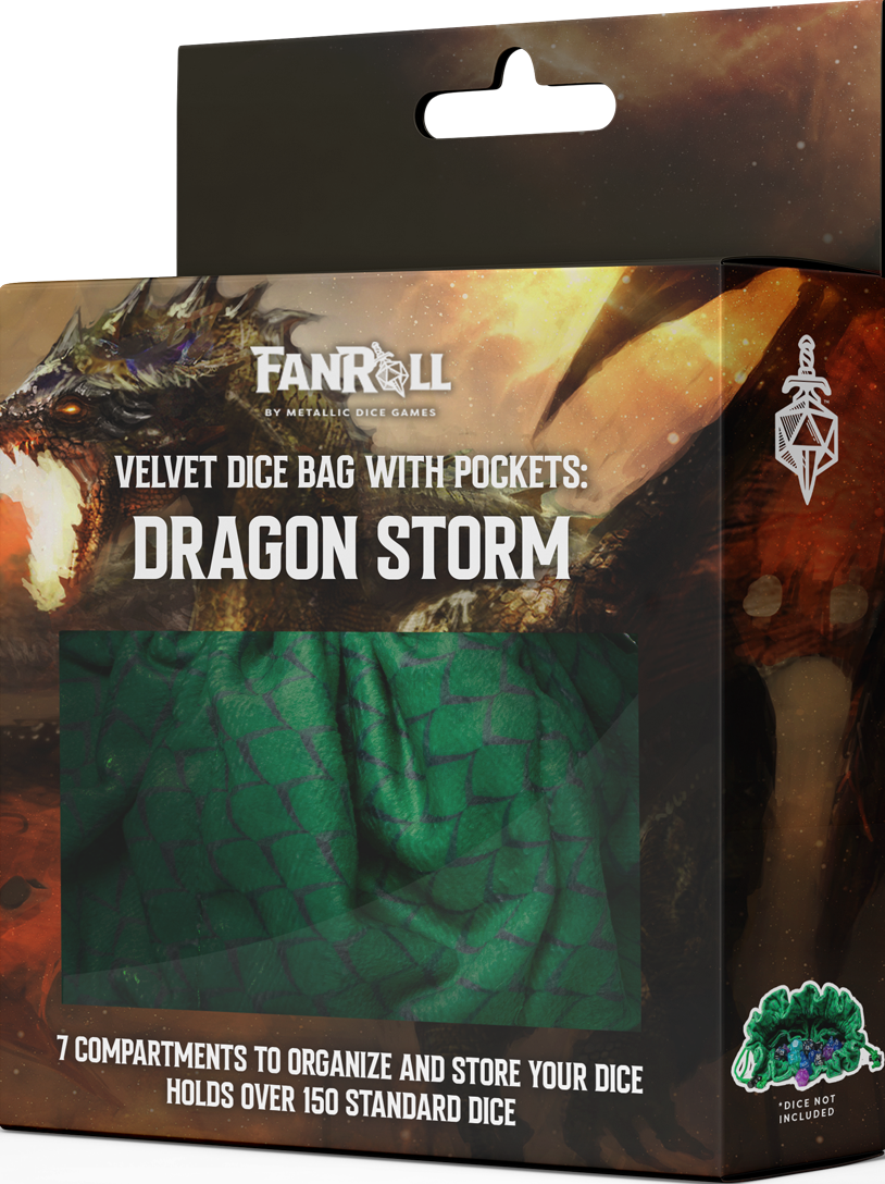Velvet Dice Bag - Dragon Storm - Green