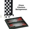 Folding Magnetic 3 in 1 Travel Chess, Checkers and Backgammon - 10-inch