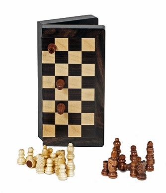 Folding Magnetic Wood Chess Set - 8-inch