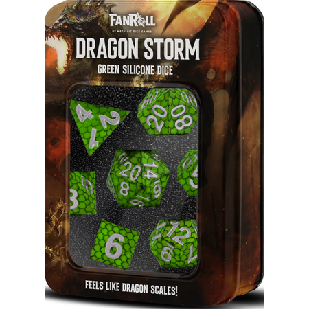 Silicone Dice Set - Dragon Storm - Green Scales
