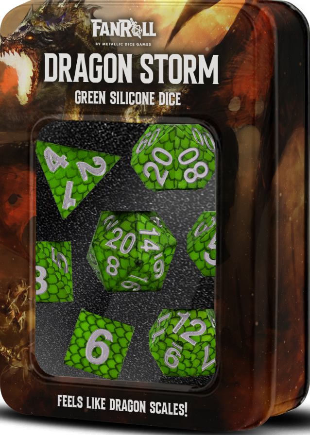 Silicone Dice Set - Dragon Storm - Green Scales