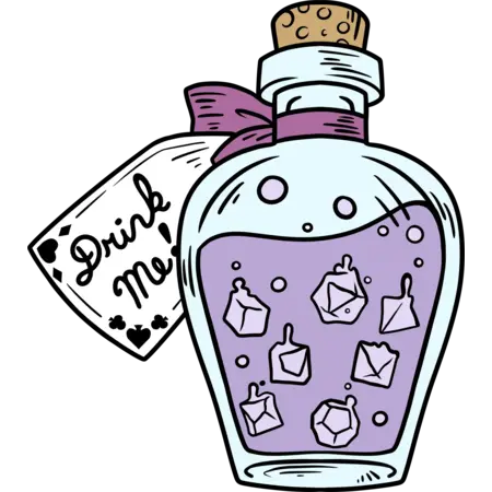 Alice's Adventure In Diceland Enamel Pin: Drink Me
