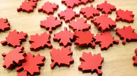 Maple leaf shaped game tokens