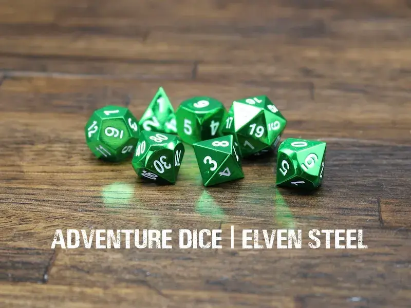 Metal RPG Dice Set - Elven Steel