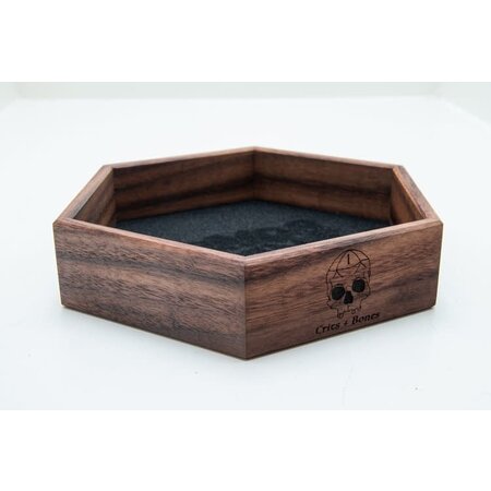 Handmade Dice Tray - Black Walnut Hex with Black Felt