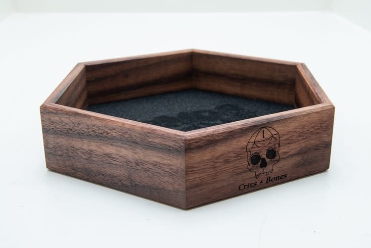 Handmade Dice Tray - Black Walnut Hex with Black Felt