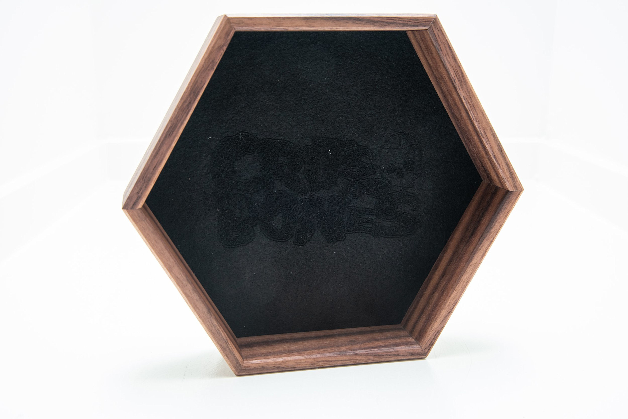 Handmade Dice Tray - Black Walnut Hex with Black Felt