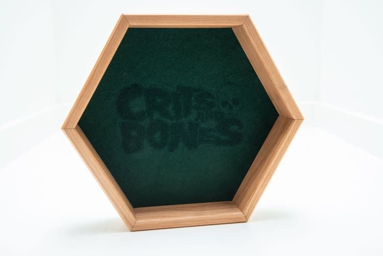 Handmade Dice Tray - Cherry Hex with Green Felt