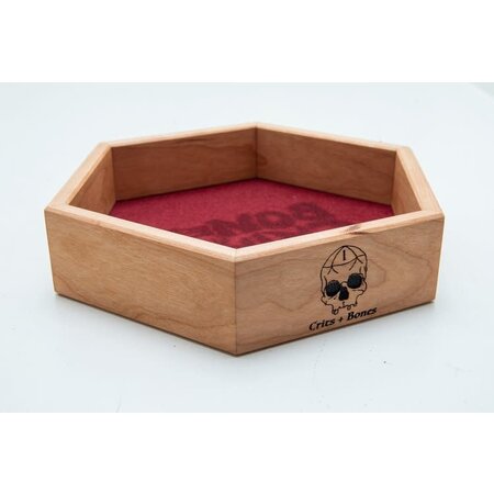 Handmade Dice Tray - Cherry Hex with Red Felt