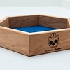 Handmade Dice Tray - Cherry Hex with Blue Felt