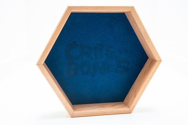 Handmade Dice Tray - Cherry Hex with Blue Felt