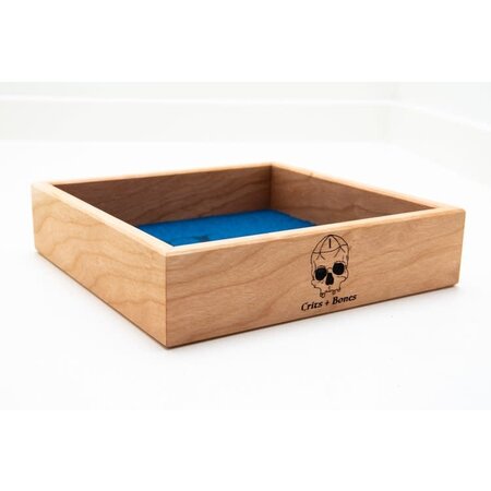 Handmade Dice Tray - Cherry Square with Blue Felt