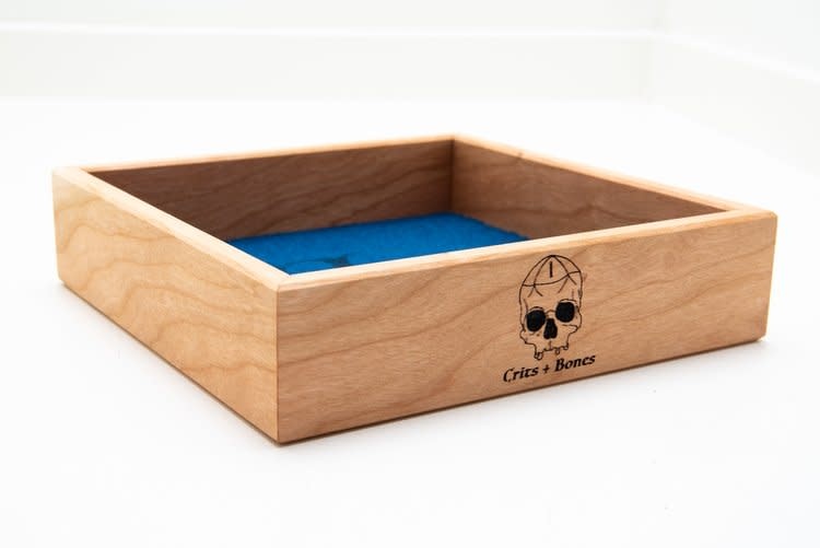 Handmade Dice Tray - Cherry Square with Blue Felt