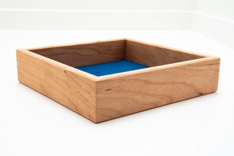 Handmade Dice Tray - Cherry Square with Blue Felt