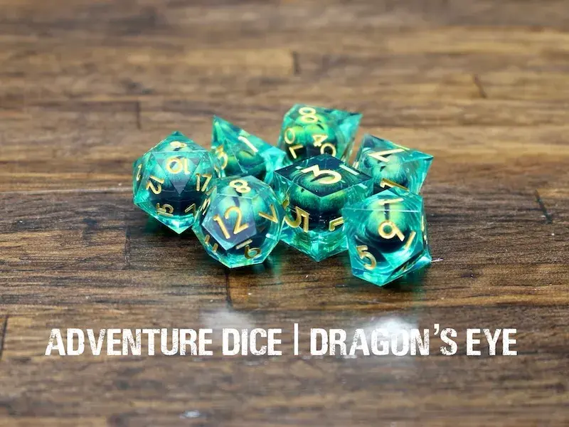Sharp Edge Moving Eye RPG Dice Set - Green Dragon's Eye