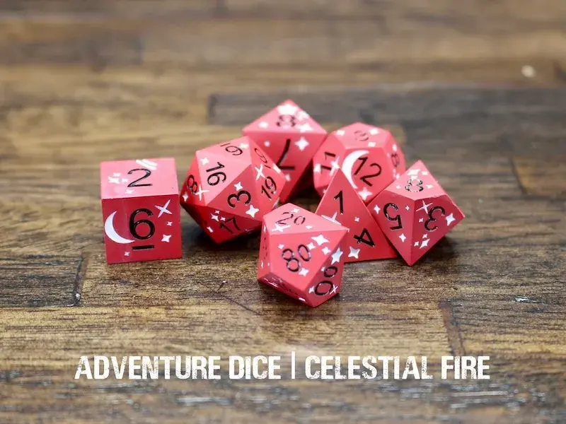 Metal RPG Dice Set - Celestial Fire