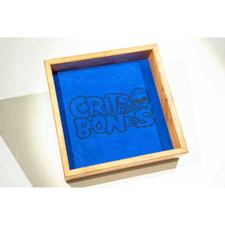 Handmade Dice Tray - Cherry Square with Blue Suede