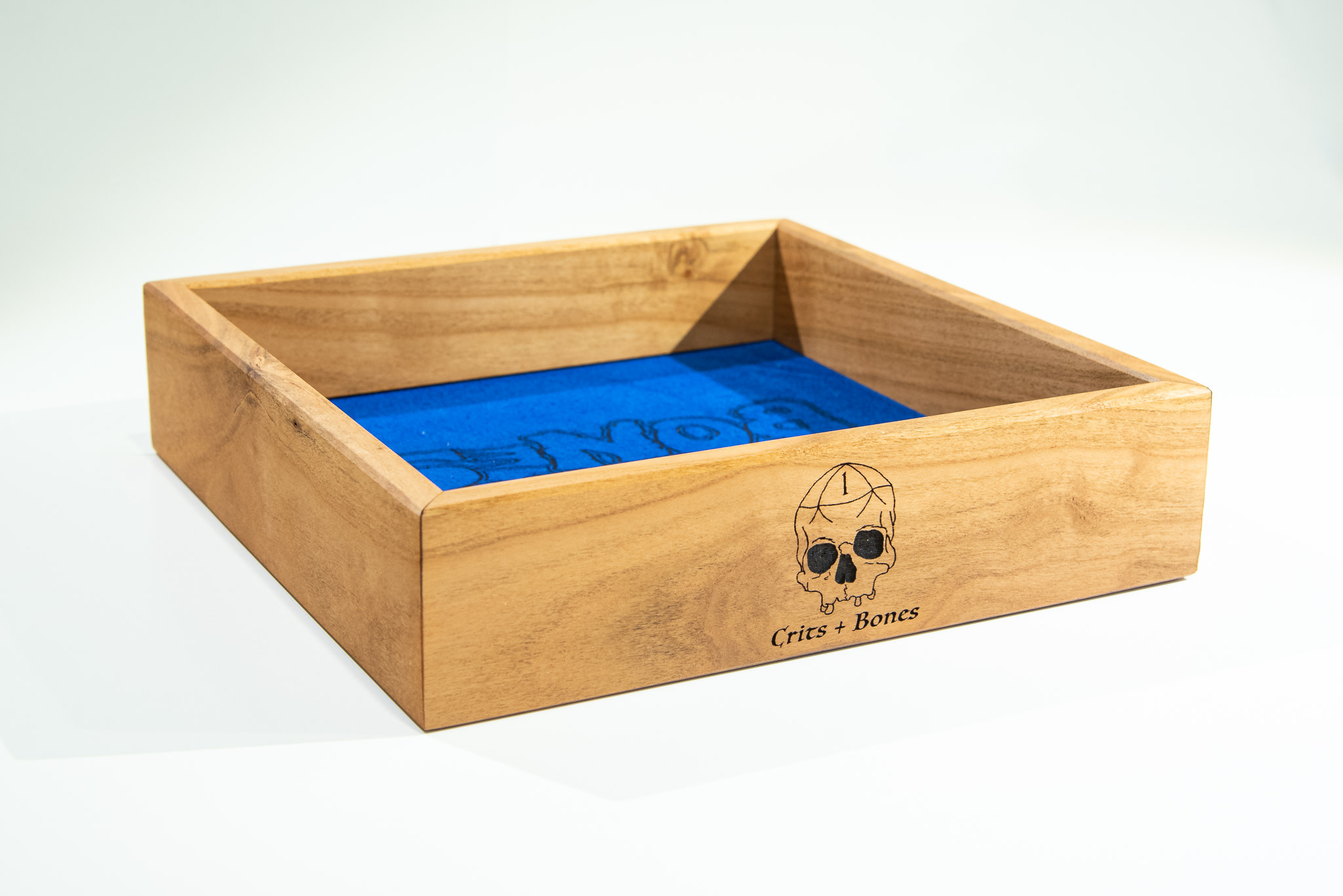 Handmade Dice Tray - Cherry Square with Blue Suede