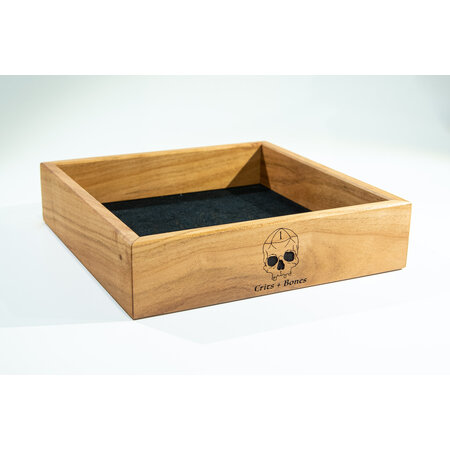 Handmade Dice Tray - Cherry Square with Black Suede