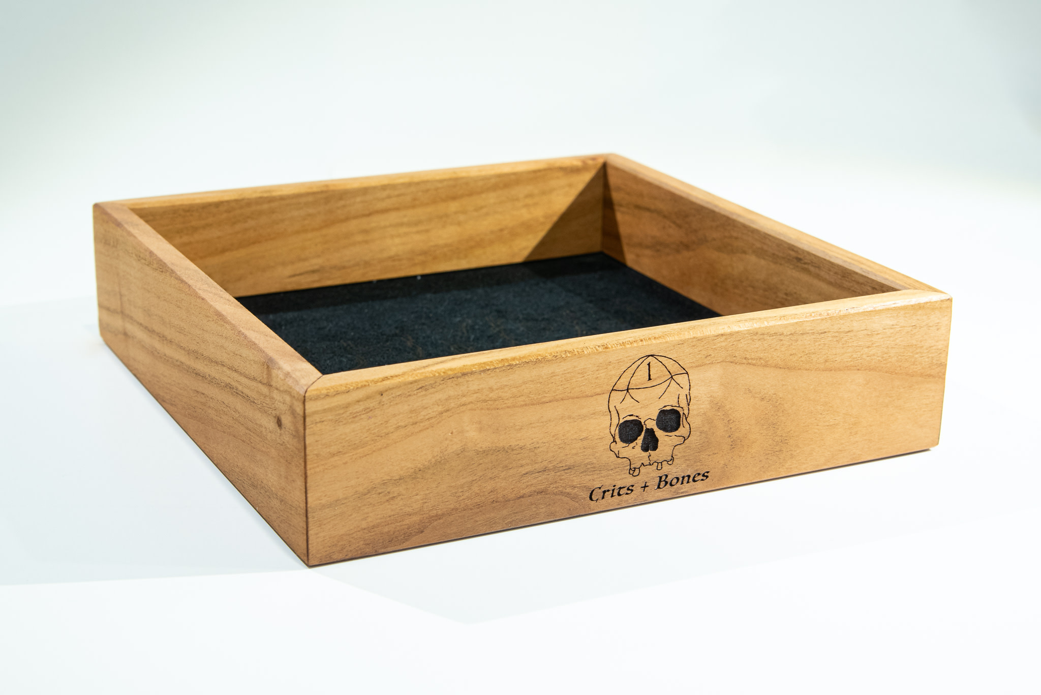 Handmade Dice Tray - Cherry Square with Black Suede