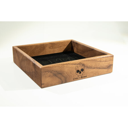 Handmade Dice Tray - Black Walnut Square with Black Suede