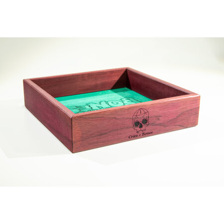 Handmade Dice Tray - Purple Heart Square with Green Suede