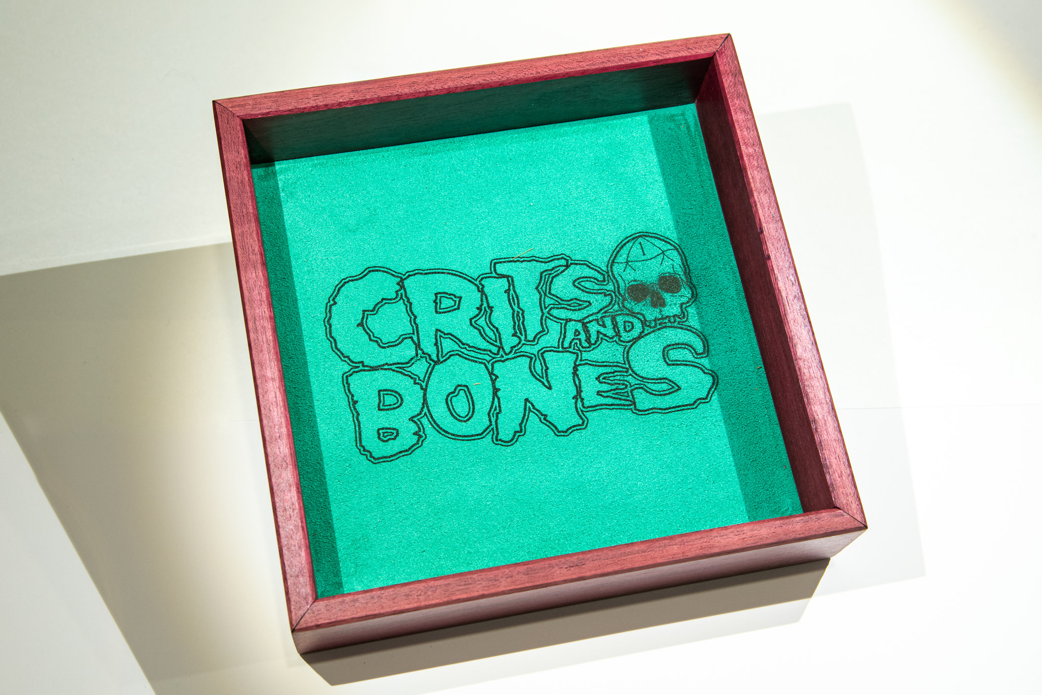 Handmade Dice Tray - Purple Heart Square with Green Suede