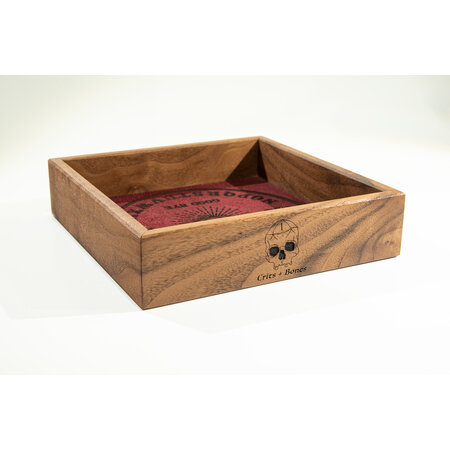 Handmade Dice Tray - Black Walnut Square with Wine Suede - Ouija