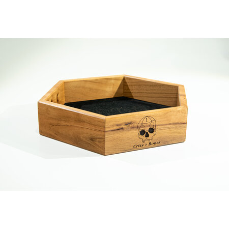 Handmade Dice Tray - Cherry Wood Hex with Black Suede