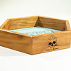 Handmade Dice Tray - Cherry Wood Hex with Light Blue Suede