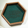 Handmade Dice Tray - Black Walnut Hex with Hunter Green Suede