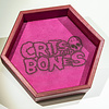 Handmade Dice Tray - Purple Heart Hex with Pink Suede