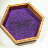 Handmade Dice Tray - Cherry Wood Hex with Purple Suede - Ouija