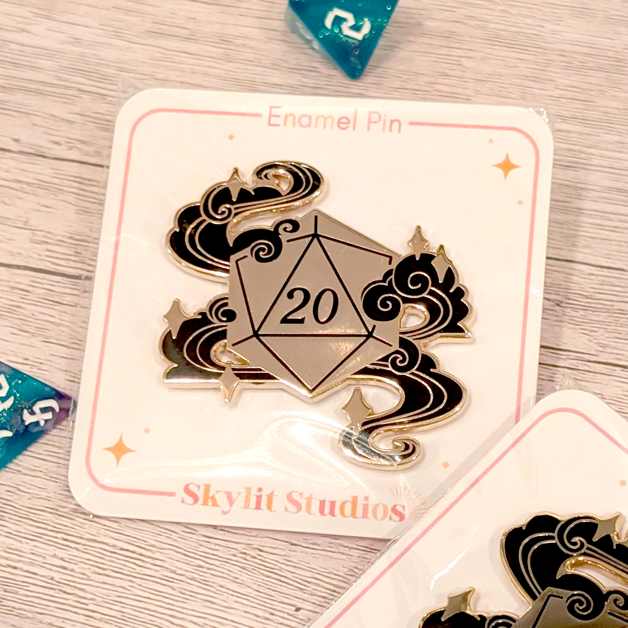 D20 Enamel Pin