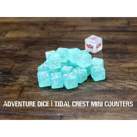 -1/-1 Negative Mini Counter Dice - Tidal Crest - Teal w/ Gold