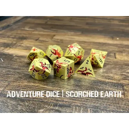 Metal RPG Dice Set - Scorched Earth