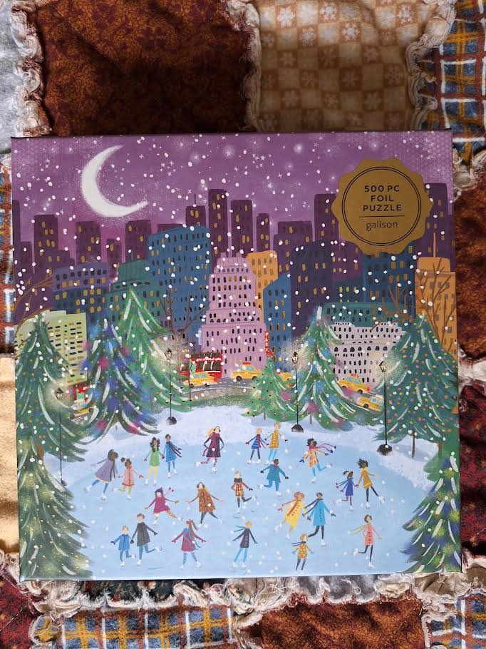 Merry Moonlight Skaters 500 Piece Foil Puzzle