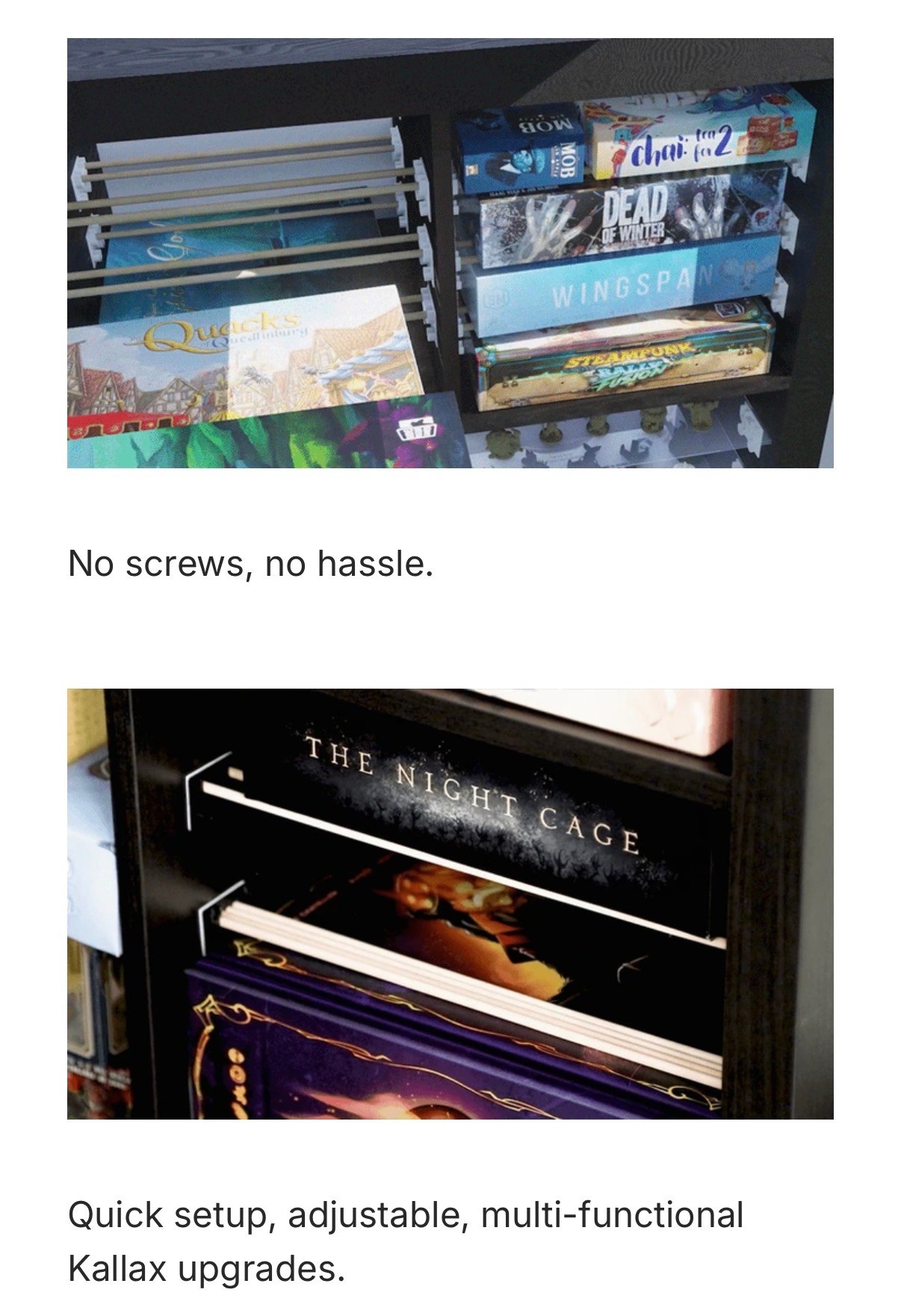 Lax Rax - board game shelf insert for IKEA Kallax