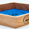 Handmade Dice Tray - Cherry Wood Hex with Blue Suede
