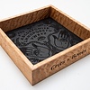 Handmade Dice Tray - Figured Maple Square Ouija with Black Leather