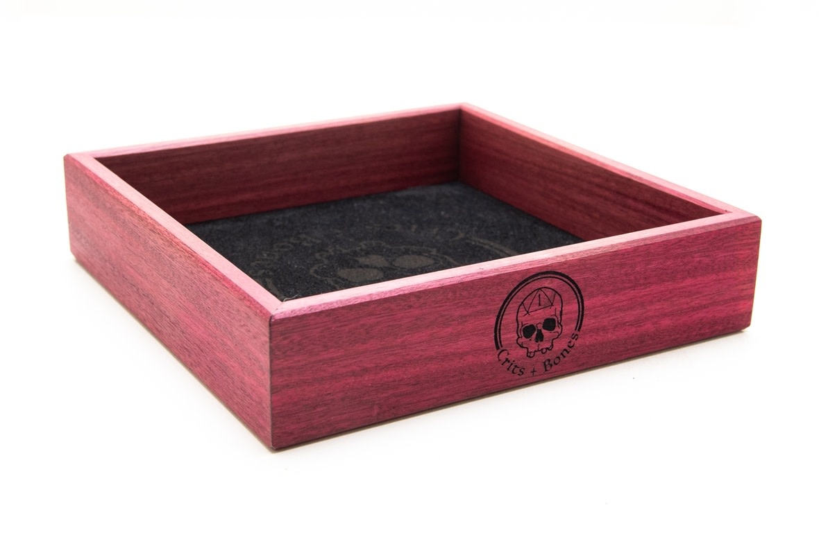 Handmade Dice Tray - Purple Heart Square with Black Suede