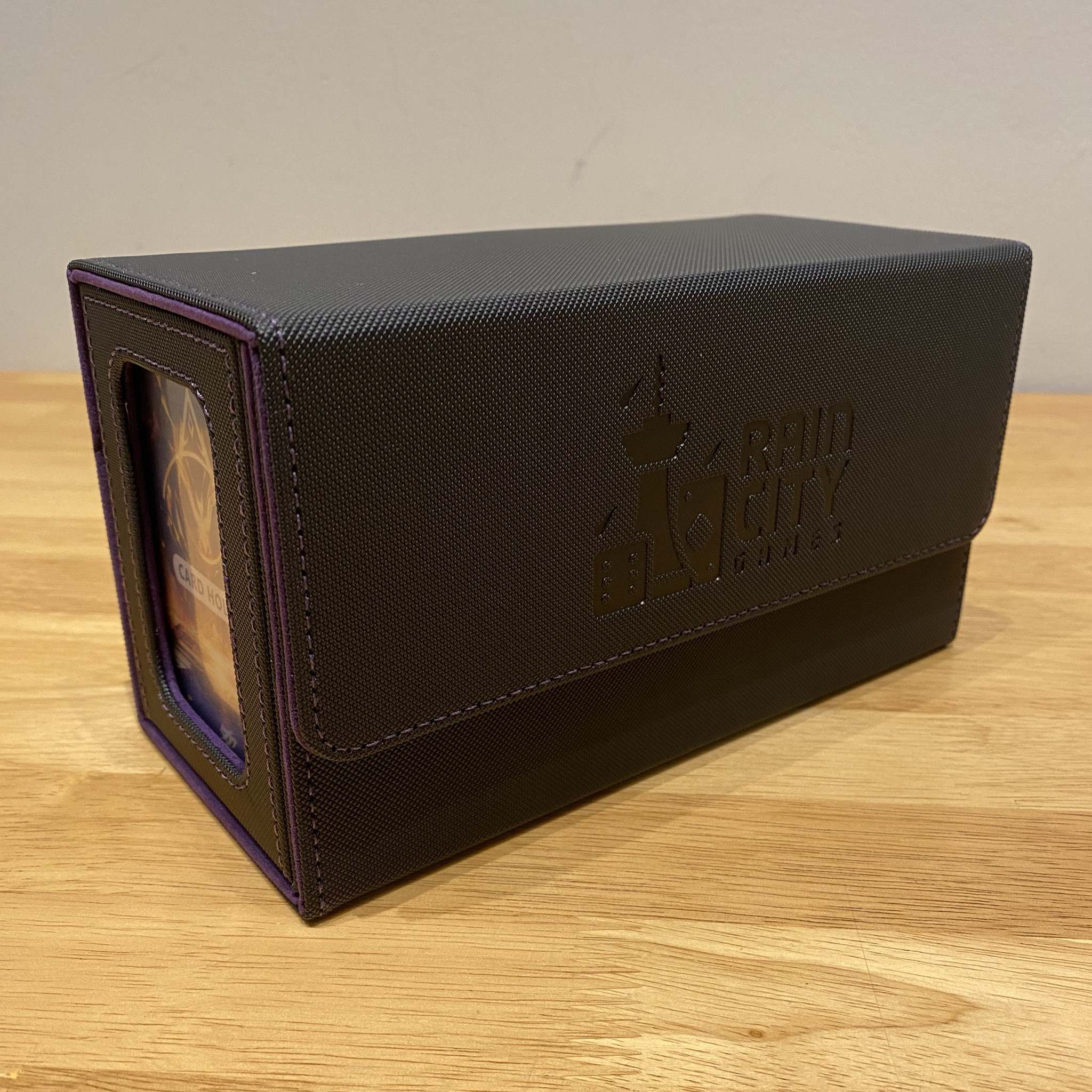 Rain City Games Logo Deck Box - Dual Deck with Window (Black/Purple)