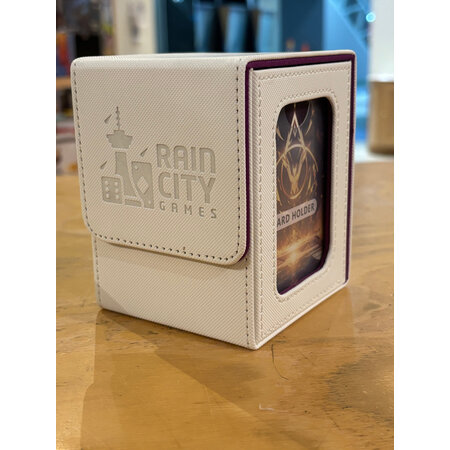 Rain City Games Logo Deck Box - Single Deck with Window (White/Purple)