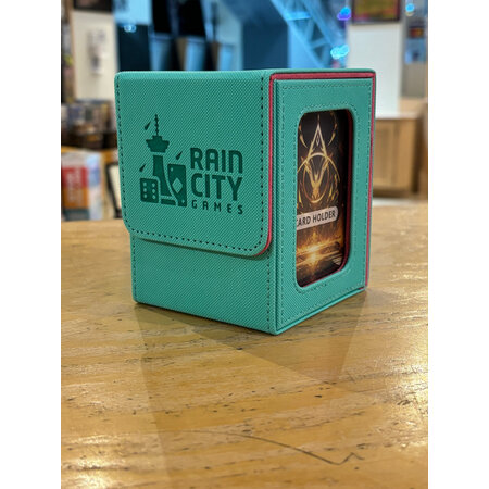 Rain City Games Logo Deck Box - Single Deck with Window (Green/Rose)