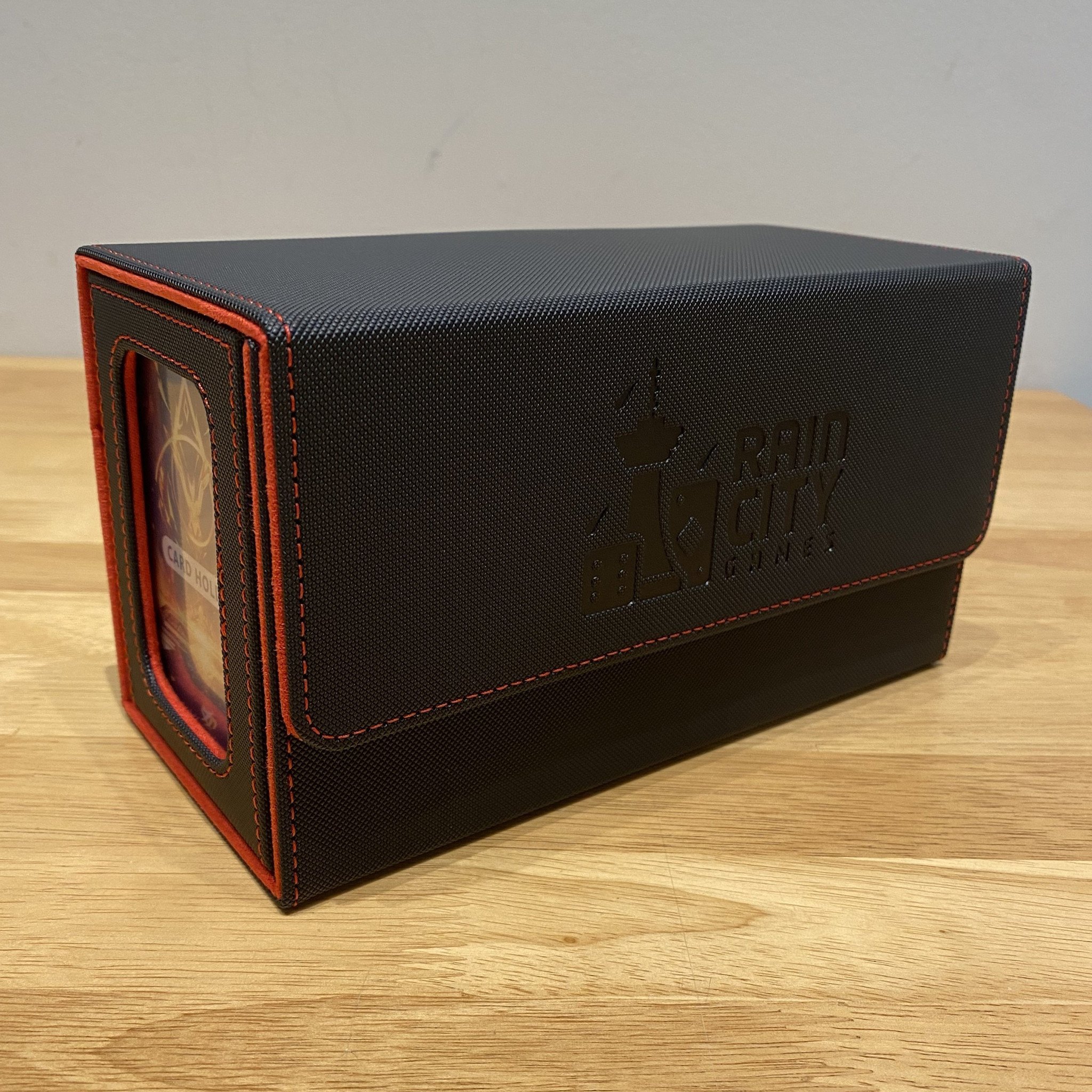Rain City Games Logo Deck Box - Dual Deck with Window (Black/Red)