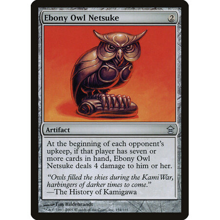 Ebony Owl Netsuke
