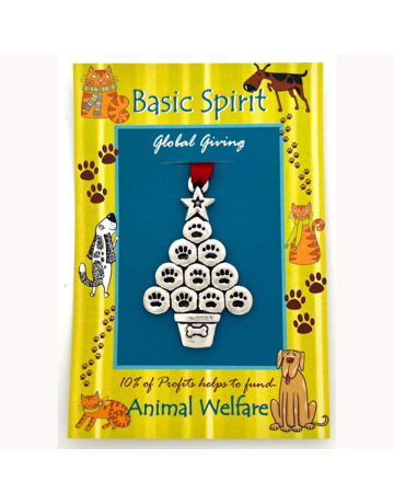 Basic Spirit Pewter Paw Print Tree ornament
