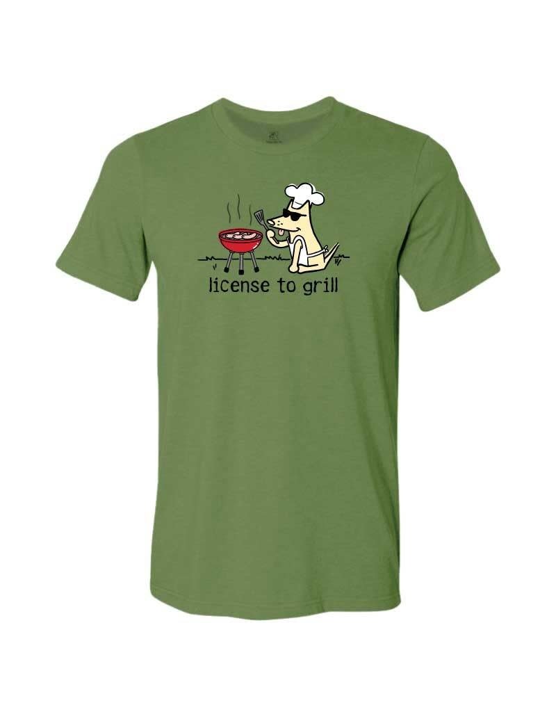 Teddy the Dog Teddy the Dog License To Grill t-shirt - heather green